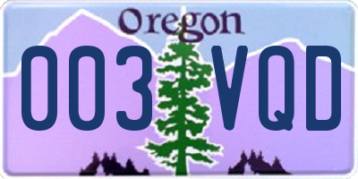 OR license plate 003VQD