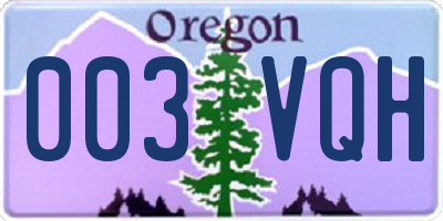 OR license plate 003VQH
