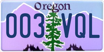 OR license plate 003VQL