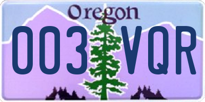 OR license plate 003VQR