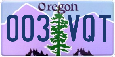 OR license plate 003VQT