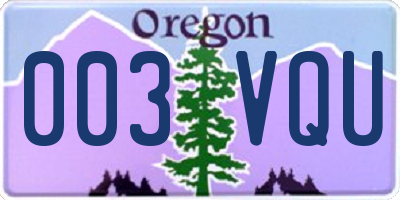 OR license plate 003VQU