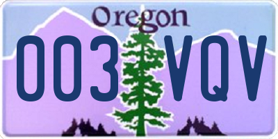 OR license plate 003VQV