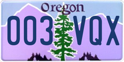 OR license plate 003VQX