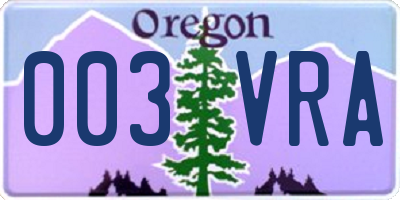 OR license plate 003VRA
