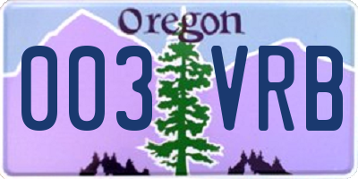 OR license plate 003VRB