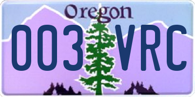 OR license plate 003VRC