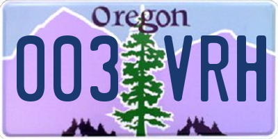 OR license plate 003VRH