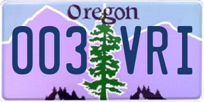 OR license plate 003VRI