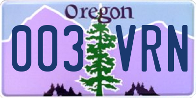 OR license plate 003VRN