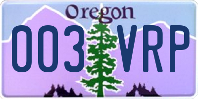 OR license plate 003VRP