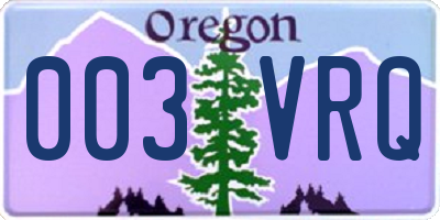OR license plate 003VRQ