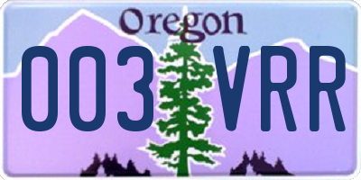 OR license plate 003VRR