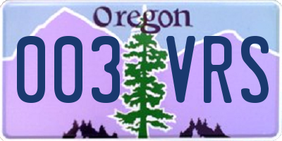 OR license plate 003VRS