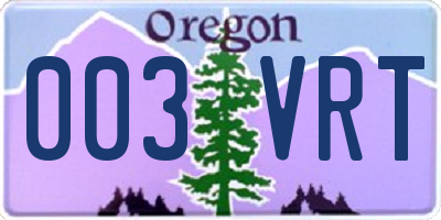 OR license plate 003VRT