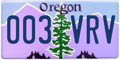 OR license plate 003VRV