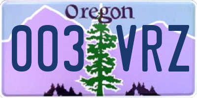 OR license plate 003VRZ
