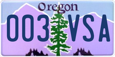 OR license plate 003VSA