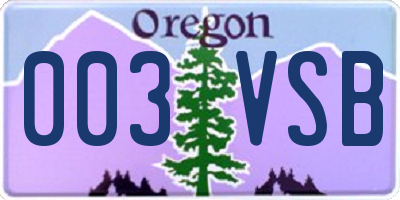 OR license plate 003VSB