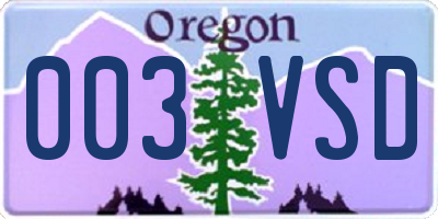 OR license plate 003VSD