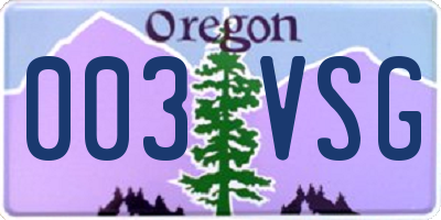 OR license plate 003VSG