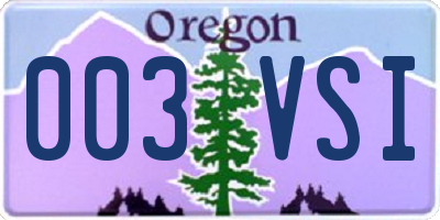 OR license plate 003VSI