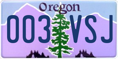 OR license plate 003VSJ