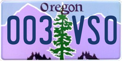 OR license plate 003VSO