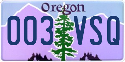 OR license plate 003VSQ