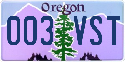 OR license plate 003VST