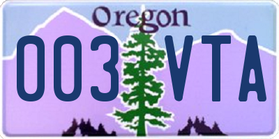 OR license plate 003VTA