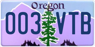 OR license plate 003VTB