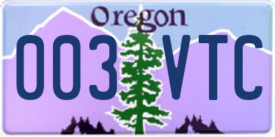 OR license plate 003VTC