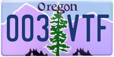 OR license plate 003VTF
