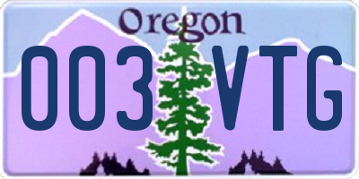 OR license plate 003VTG