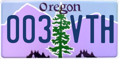 OR license plate 003VTH