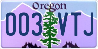 OR license plate 003VTJ