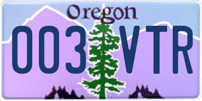 OR license plate 003VTR
