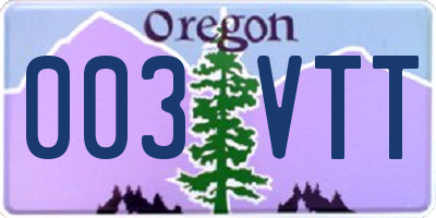OR license plate 003VTT