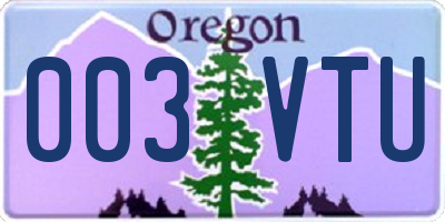 OR license plate 003VTU
