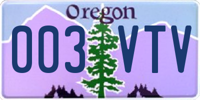 OR license plate 003VTV