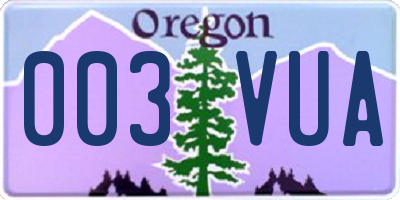 OR license plate 003VUA