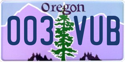 OR license plate 003VUB