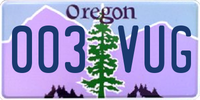 OR license plate 003VUG