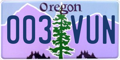 OR license plate 003VUN