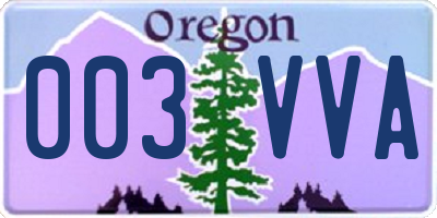 OR license plate 003VVA