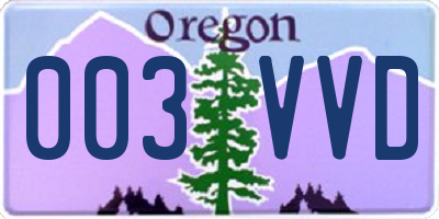 OR license plate 003VVD