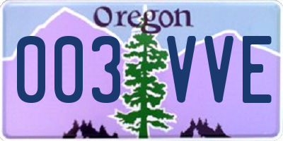 OR license plate 003VVE