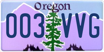 OR license plate 003VVG