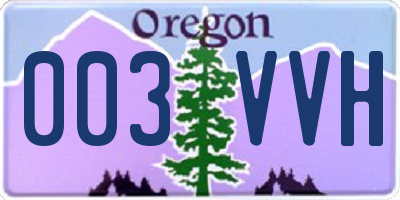OR license plate 003VVH